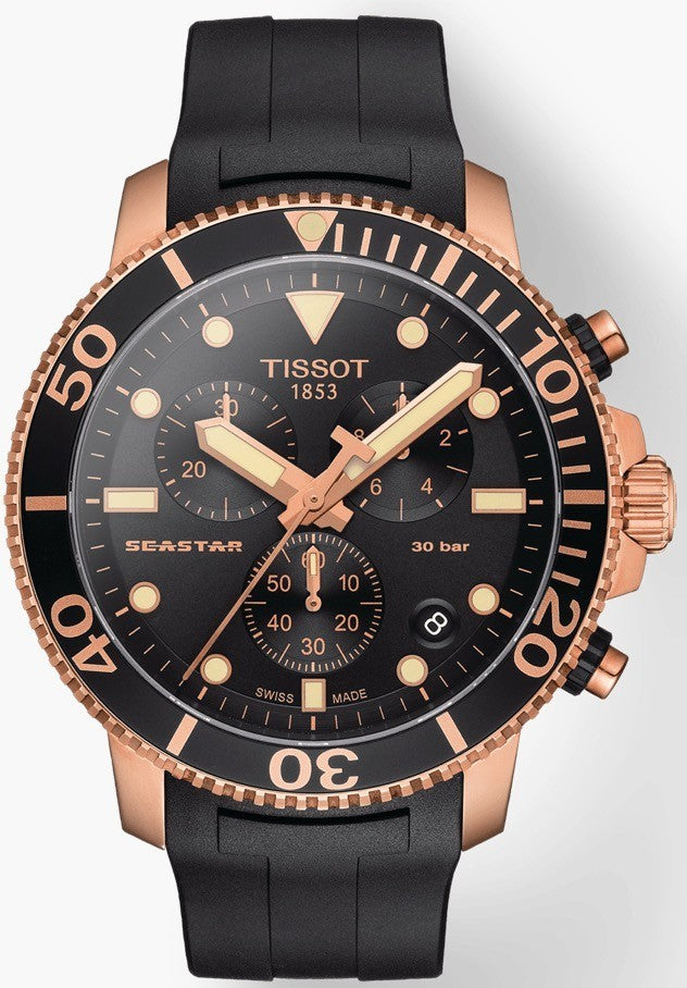 Tissot Seastar 1000 Chronograph Black & Rose Gold Men's Watch T120.417.37.051.00