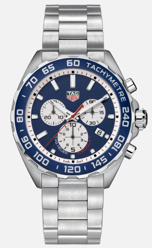 Tag Heuer Formula 1 Chronograph Blue White Quartz Watch Steel CAZ1018.BA0842
